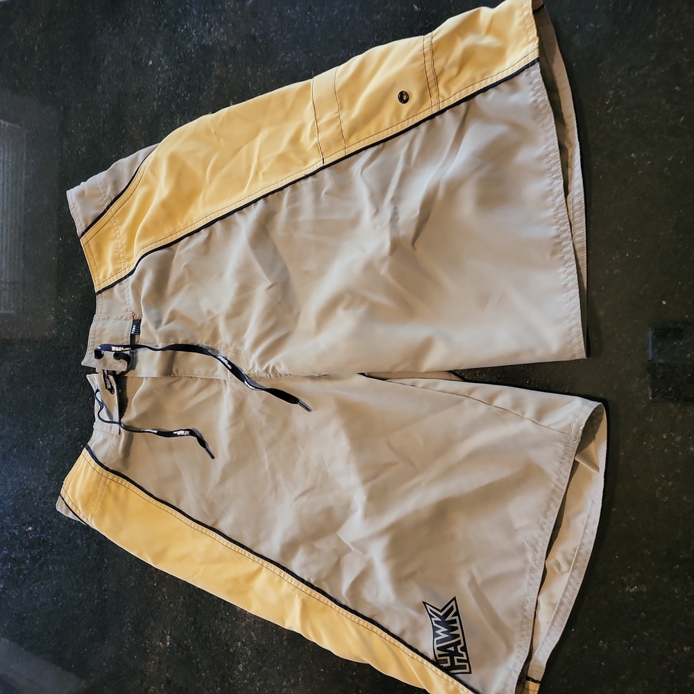 Tony Hawk Tan and Yellow Swim Board Short 💛